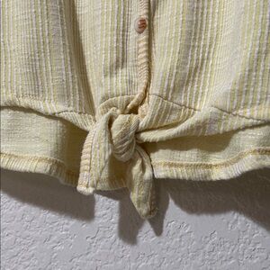 French Laundry Yellow & White Strip Pullover Cotton Top with Bell Sleeves
